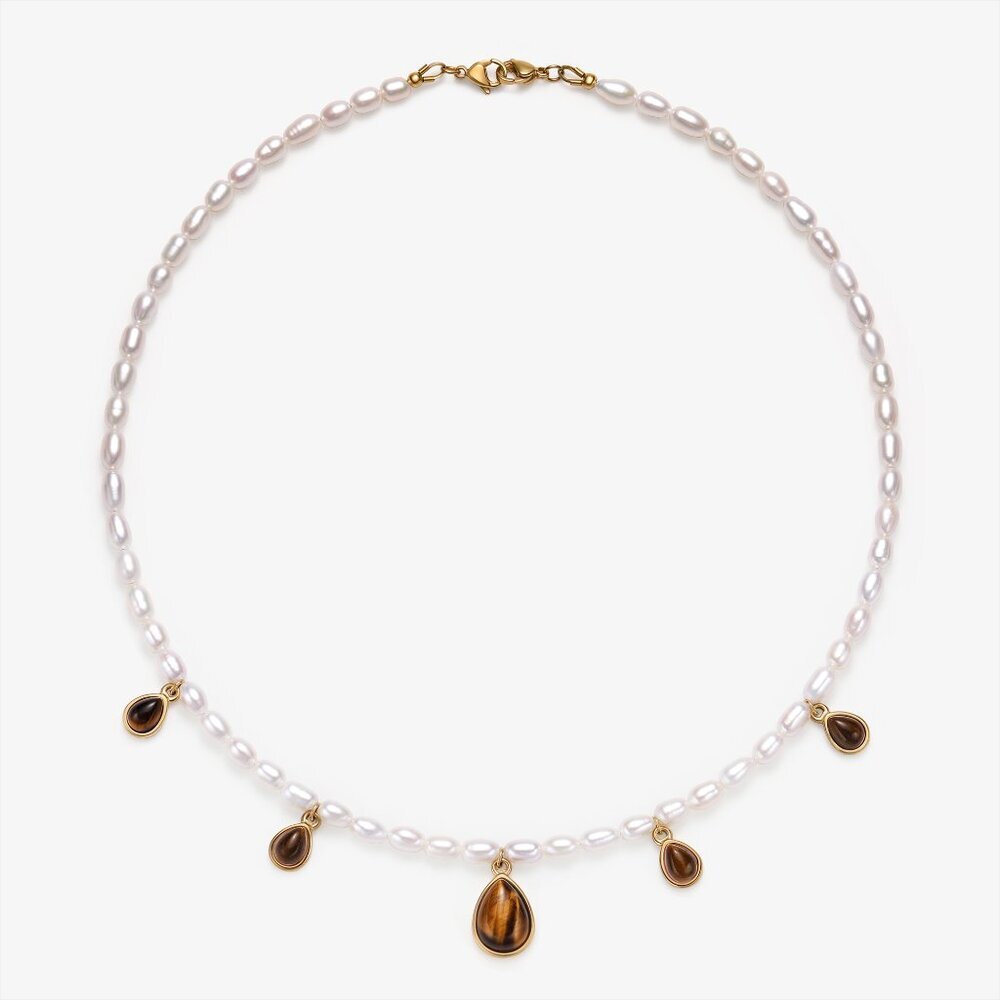 Fresh Water Pearl Necklace With Charm Pendants